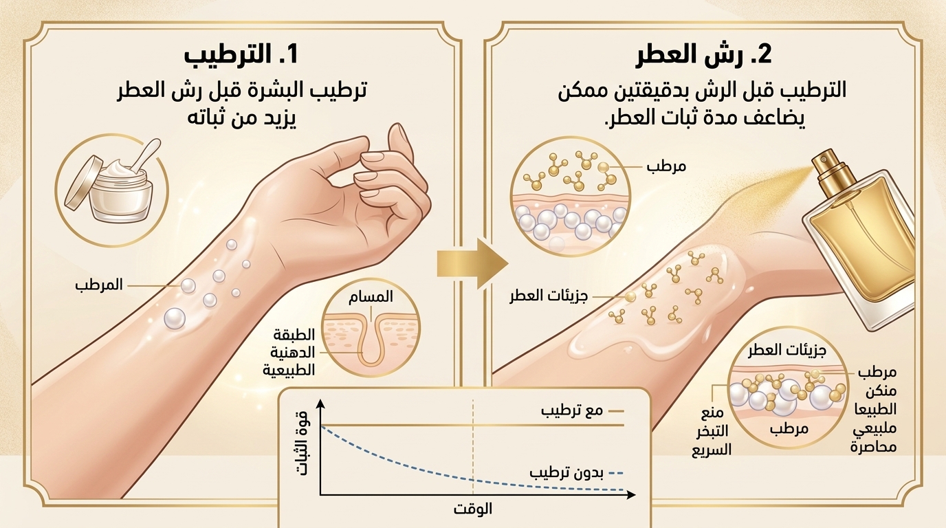 ترطيب البشرة قبل رش العطر يزيد من ثباته